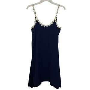 B. Darlin Navy Dress with White and Yellow Daisies Fully Lined Dress Sz. 9/10